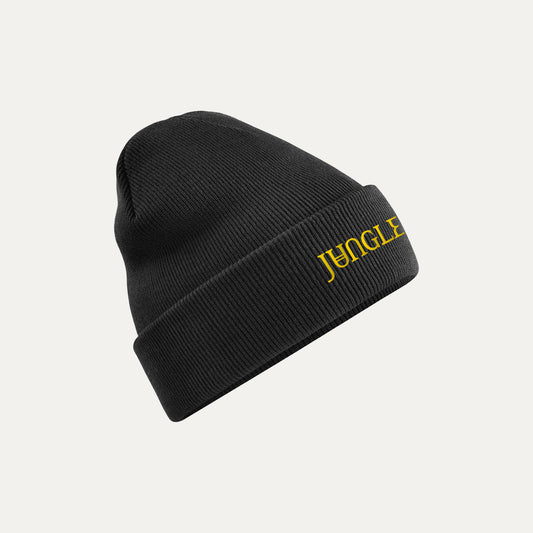 Black Beanie with Gold Embroidered Jungle Logo