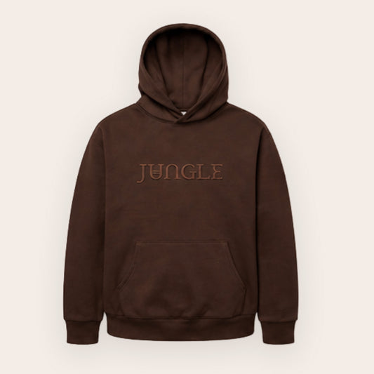 Jungle Embroidered Logo Brown Hoodie